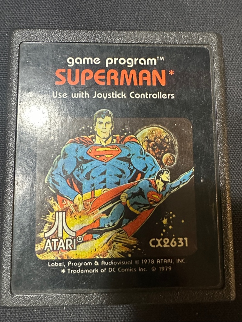 Vintage Atari Superman Video Game Cartridge - Black cx2631